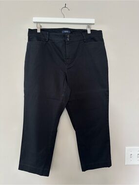 Chaps Black High-Rise Pants with Double Button